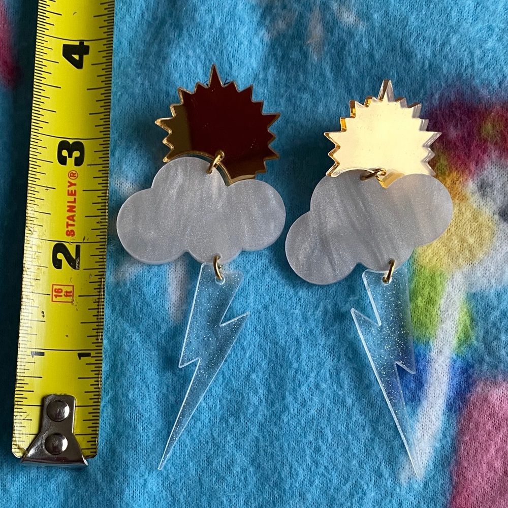 Gold and Silver Cloud Lightning Earrings
